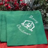 Religious Themed Beverage Napkins. Nativity Scene Napkins. Catholic Creche Christmas Gift Ideas. Holiday Party Beverage Napkins.