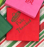 Feliz Navidad Christmas Cocktail Napkins || Southwestern Holiday Napkins || TexMex Party || Spanish Feliz Navidad Gift
