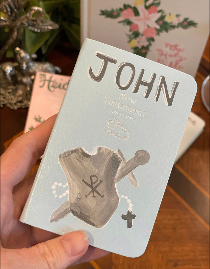 Handpainted Baby Bible || Personalized Christening and Baptism Bibles