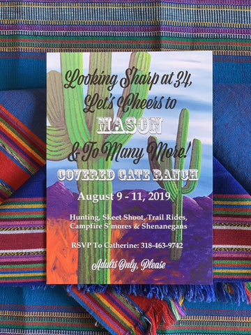 Cactus Themed Party Invitations || Mexican Fiesta Inspired Invitations || Desert Inspired Invitations - Old Southern Charm