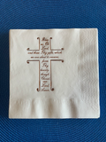 Cross Themed Beverage Size Napkins. Bless Us Oh Lord Prayer. Religious Themed Gift. Christian Gift. Baptism Luncheon Napkins. Christening.
