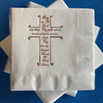 Cross Themed Beverage Size Napkins. Bless Us Oh Lord Prayer. Religious Themed Gift. Christian Gift. Baptism Luncheon Napkins. Christening.