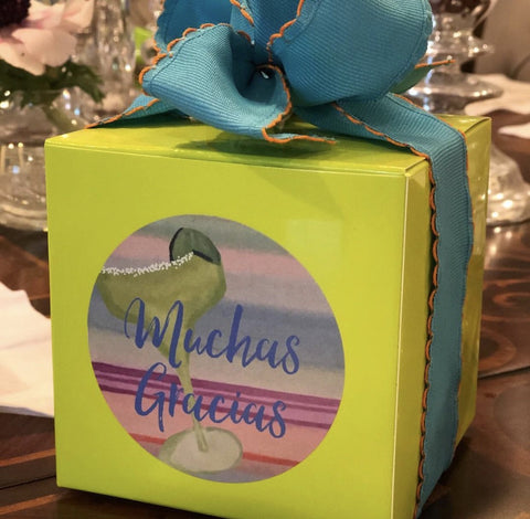 Margarita Toast Favor Box || Muchas Gracias Stickers || Mexican Fiesta Inspired Party Favor Box - Old Southern Charm