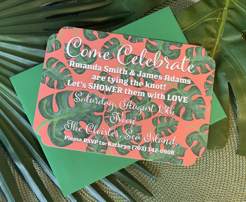 Palm Beach Leaves Invitations || Greenery Inspired Invitations - Old Southern Charm
