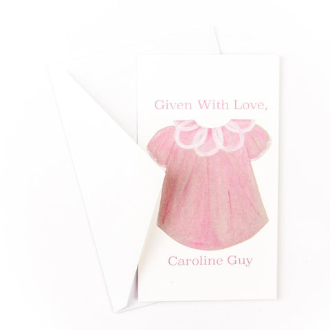 Baby Girl Gown Gift Tag || Pink Baby Girl Gown Enclosure Card - Old Southern Charm
