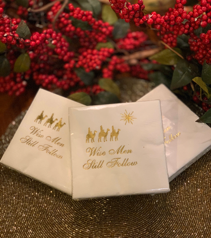 The Three Wiseman Themed Beverage Napkins. Wise Men Still Follow. Religious Sayings. Personalized Christian Gift. Spiritual Christmas Gift.
