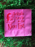 Hot Pink Vintage Santa Cocktail Napkins. Christmas Paper Napkins with Funny Sayings. Holiday Humor. Gift Under 20. Custom Cocktail Napkin.