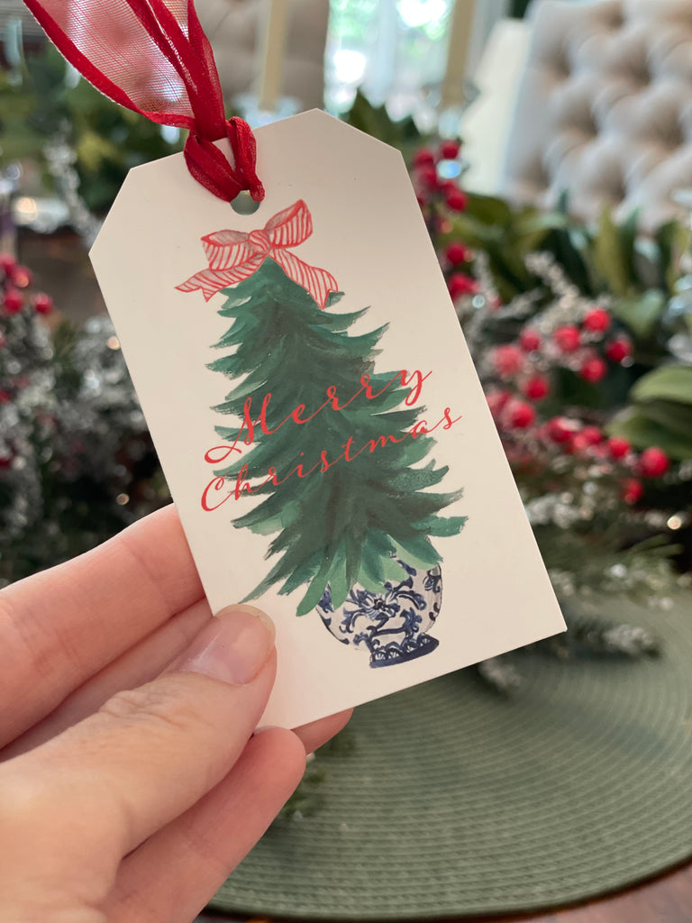 Watercolor Christmas Tree Gift Tag, Christmas Gift Tag, Holiday