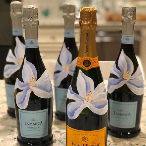 Hand Painted Champagne Bottles || Personalized Wine Bottles