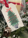 Christmas Chinoiserie Design Hanging Tags || Holiday Blue and White Gift Tags || Christmas Tree Topiary Design