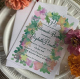 Floral Border Invitation || Pastel Colored Flowers Party Theme || Bridesmaids Luncheon, Engagement Party, Garden Party