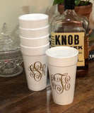 Personalized and Monogrammed Cups || Styrofoam, Stadium, and Frosted Acrylic Cups