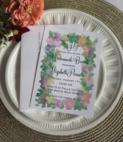 Floral Border Invitation || Pastel Colored Flowers Party Theme || Bridesmaids Luncheon, Engagement Party, Garden Party