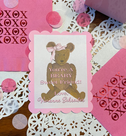 Pink Teddy Bear Valentine Cards For Girls