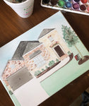 Custom Watercolor Home Portrait || House Paintings on Canvas || Original Southern Architecture Artwork