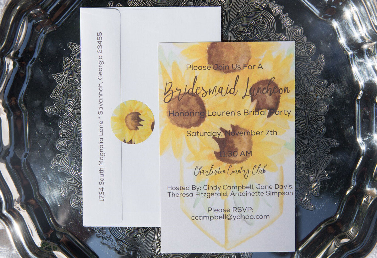 Solung Invitations Sunny Day Sunflowers Invitations || Summer Floral Invitation Design ...