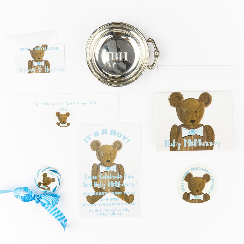 Baby Boy Little Man Teddy Bear Bottle Scrapbook Craft Stickers